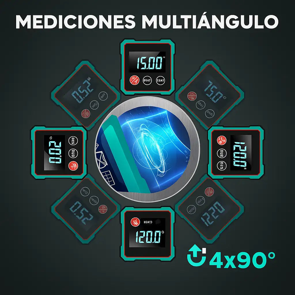 50% OFF 🔥Medidor de ángulo digital magnético de 4 lados con láser